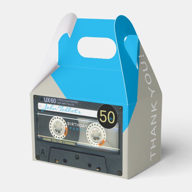Caixinha De Lembrancinhas Retro T6 Audiotape 50º Aniversário Obrigado GFB (Frente)