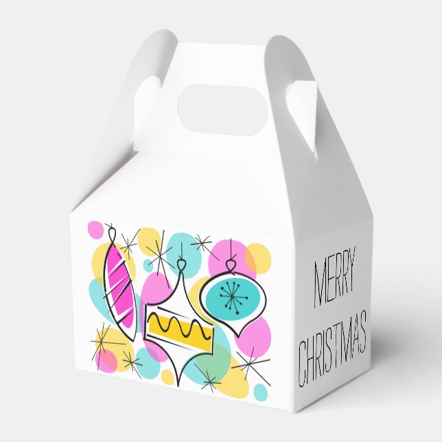 Caixinha De Lembrancinhas Retro Tree Baubles Feliz Natal Gable (Verso)