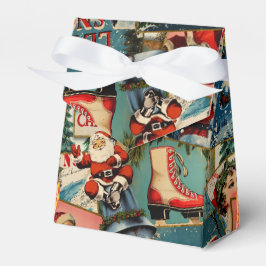 Caixinha De Lembrancinhas Retro Vintage Christmas Cards Collage