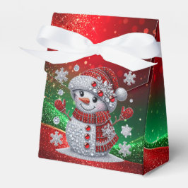 Caixinha De Lembrancinhas Rhinestones Snowman Holiday Favor Box