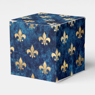 Caixinha De Lembrancinhas Rico Dourado no Marinho Fleur de Lis