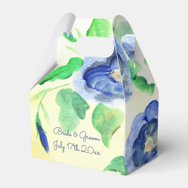 Caixinha De Lembrancinhas Rico Rosa de Aquarela Azul Escuro (Verso)