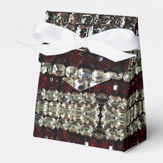 Caixinha De Lembrancinhas Rinoestonas vermelhas e brancas - joias-safras (Frente)