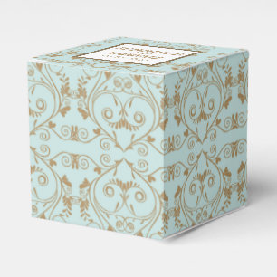 Caixinha De Lembrancinhas Robin Egg Blue e Dourado Casamento tema damasco