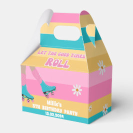 Caixinha De Lembrancinhas Roller skate patinando retrô arco-íris Aniversário