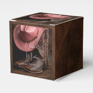Caixinha De Lembrancinhas Romance Rústica: Botas de Cowboy e Chapéu Rosa