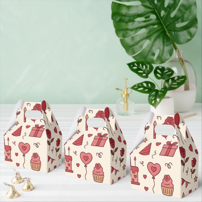 Caixinha De Lembrancinhas Romantic Celebration Doodle Pattern (Múltiplo)