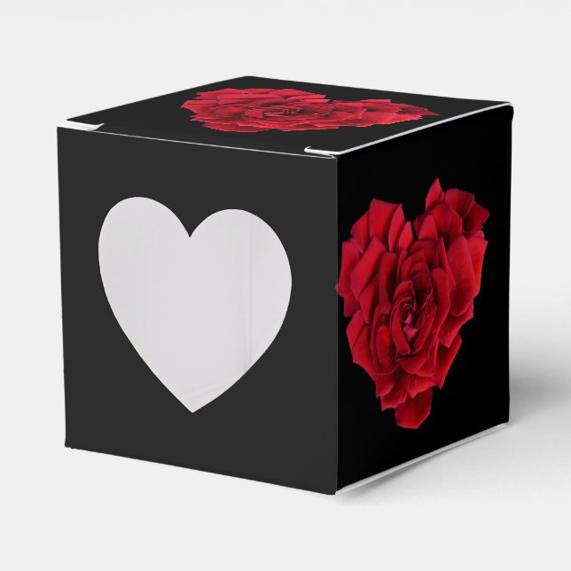 Caixinha De Lembrancinhas Romantic Red Rose Heart on Black (Frente)