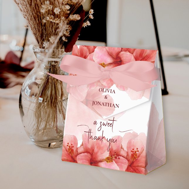 Caixinha De Lembrancinhas Romântica Doce Obrigado Casamento De Flor De Água (Romantic Sweet Thank You Watercolor Flower Wedding Favor Box)