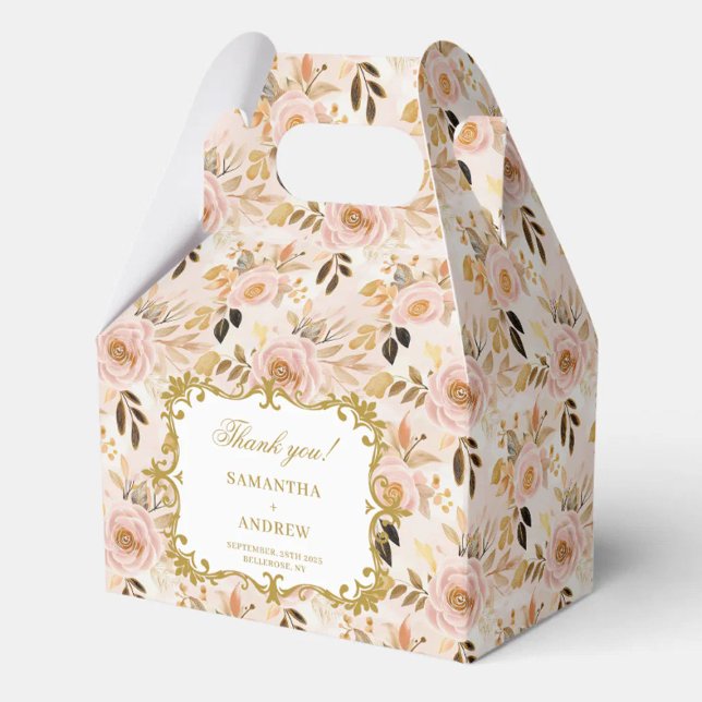 Caixinha De Lembrancinhas Romântico Blush Dourado Boho Casamento Favor Obrig (Romantic Blush Gold Boho Wedding Favor Thank You Favor Boxes)