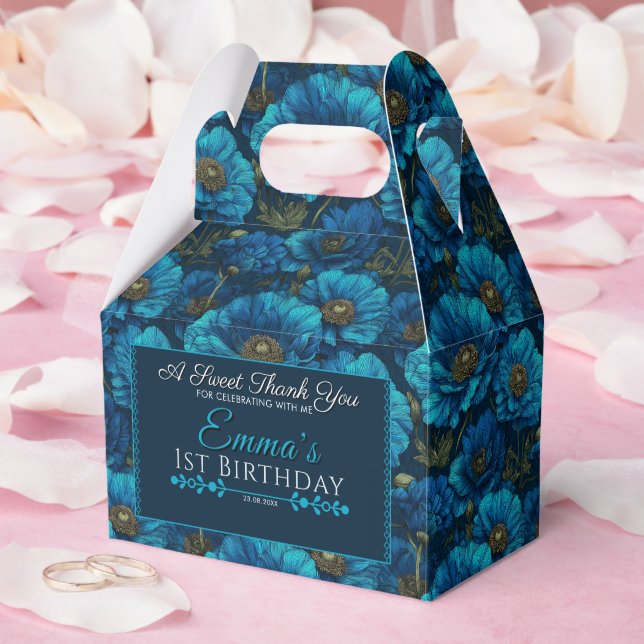 Caixinha De Lembrancinhas Rosa Azul-Bonito Obrigado (Casamento)