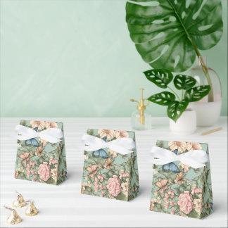 Caixinha De Lembrancinhas Rosa Azul Floral e Borboleta mais Suave