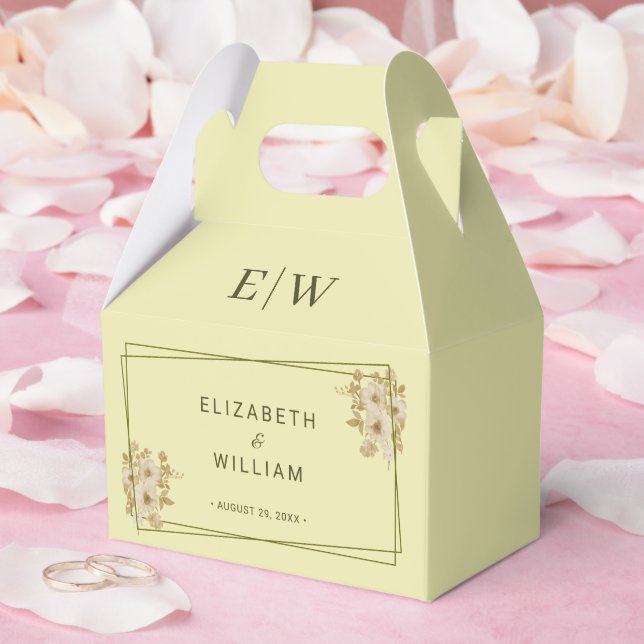 Caixinha De Lembrancinhas Rosa - Casamento Amarelo Celestial Monograma (Casamento)