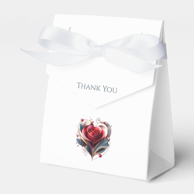 Caixinha De Lembrancinhas Rosa-Casamento Moderno do Coração Obrigado (Frente)