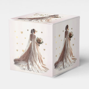 Caixinha De Lembrancinhas Rosa Casamento no inverno Noiva Ouro Shiny Heart P