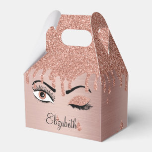 Caixinha De Lembrancinhas Rosa cor-de-rosa Dourado Eyelashes Diminuindo bril