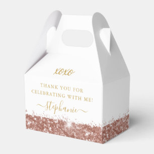 Caixinha De Lembrancinhas Rosa Dourada Link Glitter Confetti Birthday Mitzva