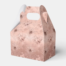 Caixinha De Lembrancinhas Rosa Dourada Peacock Feather