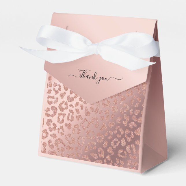 Caixinha De Lembrancinhas Rosa Dourado Glam Animal Print Gliter (Frente)