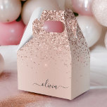 Caixinha De Lembrancinhas Rosa Dourado - Nome do Monograma do Metal com Lant<br><div class="desc">Rosa Dourado - Caixa Favorecida do Nome do Monograma de Folha Cor-de-Rosa Esbranquiçada Folha de Folha Metálica Glitter Esmagada. Isto faz o doce e perfeito aniversário de 16 anos, casamento, chá de panela, aniversário, chá de fraldas ou festa de solteira presente para alguém que ama luxo de luxo e estilos...</div>