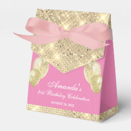 Caixinha De Lembrancinhas Rosa e Dourado Glam Personalizáveis