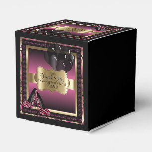 Caixinha De Lembrancinhas Rosa e metálico Dourado - 00th texto do