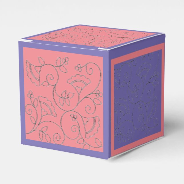 Caixinha De Lembrancinhas Rosa e Perpule (Frente)