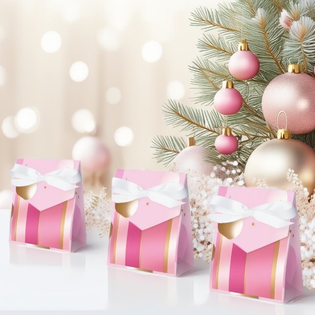 Caixinha De Lembrancinhas Rosa Elegante e Tons Metálicos (Beautiful Berry and Baby Pink and Gold Favor Boxes)