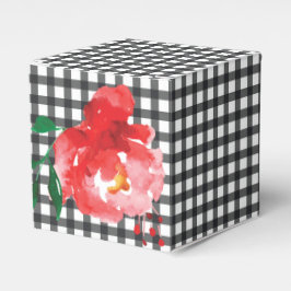 Caixinha De Lembrancinhas Rosa em Gingham Preto e Branco 2"