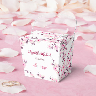 Caixinha De Lembrancinhas Rosa Flor de Cerejeira Casamento Personalizado Bra