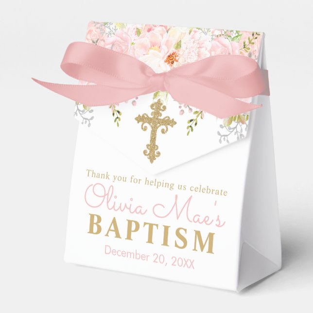 Caixinha De Lembrancinhas Rosa Garden Girl Baptism Personalizado (Frente)
