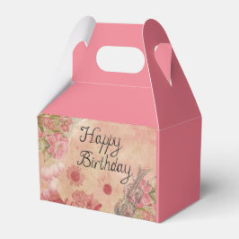 Caixinha De Lembrancinhas Rosa Happy Birthday Favor Box Floral Music Design