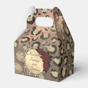 Caixinha De Lembrancinhas Rosa-Leopardo-Chic aniversário de 40 anos fabulos