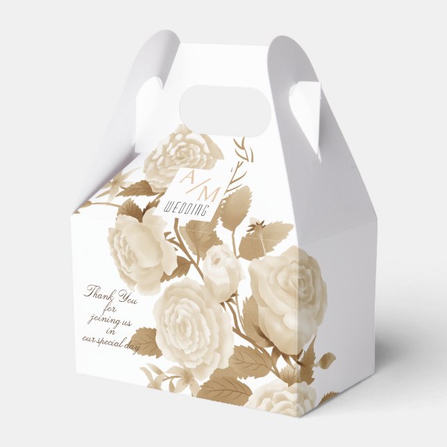 Caixinha De Lembrancinhas Rosa Monograma Elegante Branco (Frente)