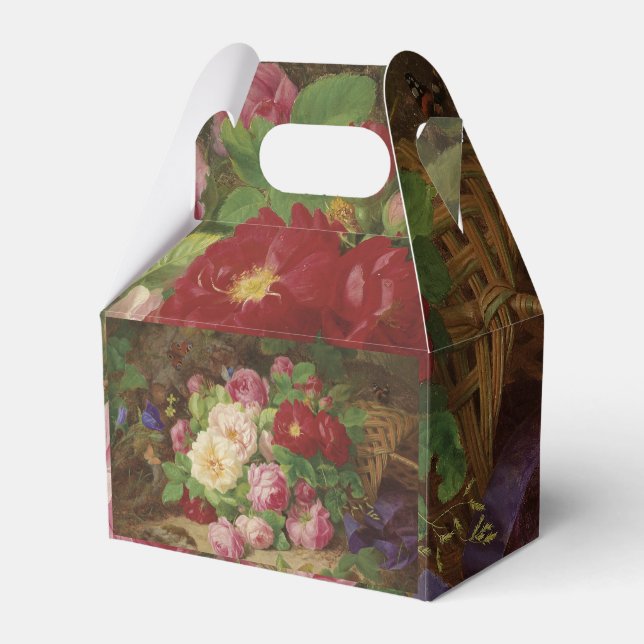 Caixinha De Lembrancinhas Rosa no chão da floresta com borboletas (Frente)