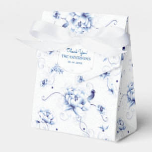 Caixinha De Lembrancinhas Rosa Pássaro Azul Chinoiserie Floral