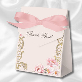 Caixinha De Lembrancinhas Rosa Peônia Rococó Vintage Flores Festa de Bebê