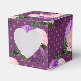 Caixinha De Lembrancinhas Rosa Pêssego e Floral Roxo Lavanda