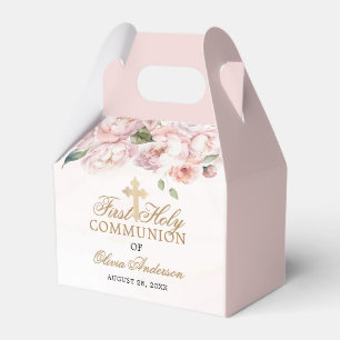 Caixinha De Lembrancinhas Rosa Rosa Rosa Cor-de-Rosa Floral Primeira Comunhã