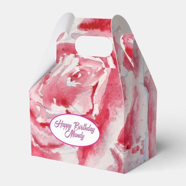 Caixinha De Lembrancinhas Rosa vermelha Rosa Pilha de papel do padrão do ven (Frente)