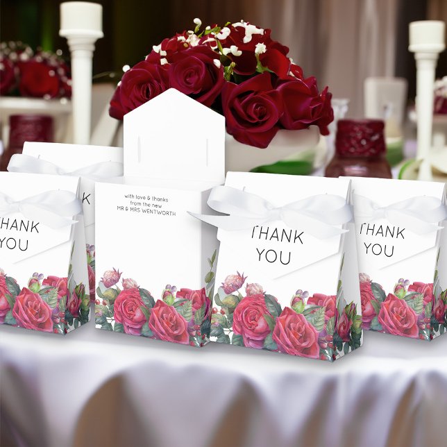 Caixinha De Lembrancinhas Rosa vermelha Wedding Obrigado (Red Rose favor bags from my Red Rose and Eucalyptus Wedding Collection)