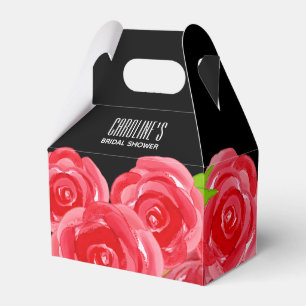 Caixinha De Lembrancinhas Rosáceas Vermelhas em Aquarela em Estilo Gable