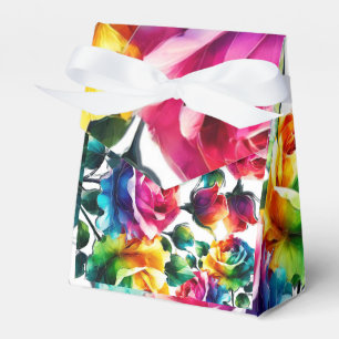 Caixinha De Lembrancinhas Rosas Arco-íris Pretas & Brancas Vibrantes Flores 