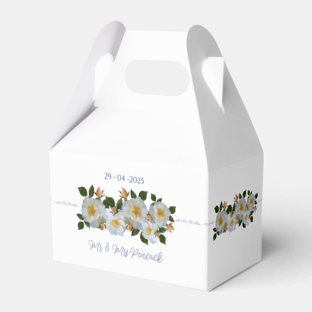 Caixinha De Lembrancinhas Rosas brancas personalizadas (Frente)