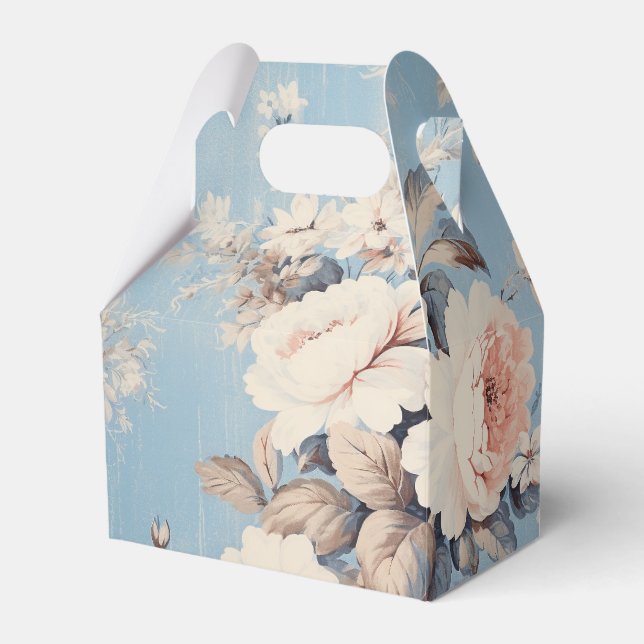 Caixinha De Lembrancinhas Rosas brancas sobre fundo azul-russo (Frente)