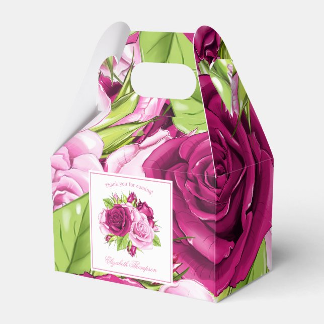 Caixinha De Lembrancinhas Rosas Burgundy e Rosa (Verso)