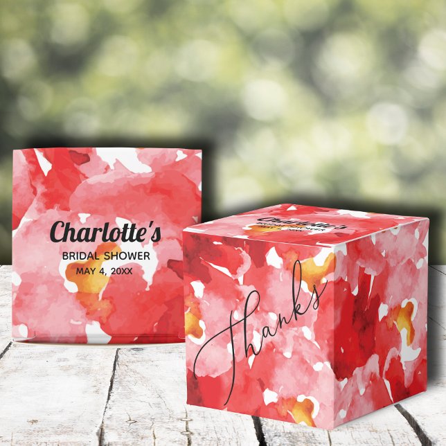 Caixinha De Lembrancinhas Rosas Collage Derby Chá de panela Square (Red roses floral bridal shower 2" square favor boxes)