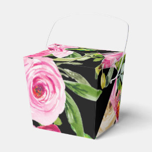 Caixinha De Lembrancinhas Rosas de aquarela a rosa em preto personalizado