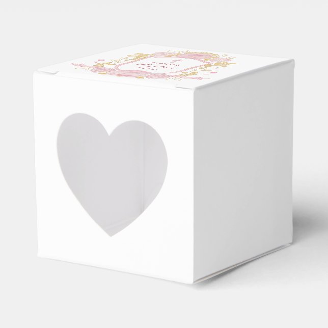 Caixinha De Lembrancinhas Rosas De Aquarela Crest Baptism Coração (Frente)