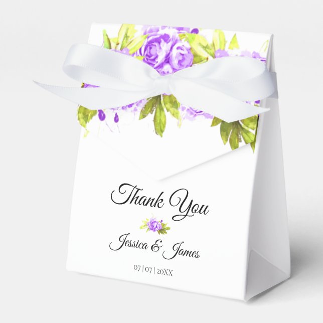 Caixinha De Lembrancinhas Rosas De Aquarela Puros Obrigado (Frente)